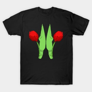 red tulip in twin T-Shirt